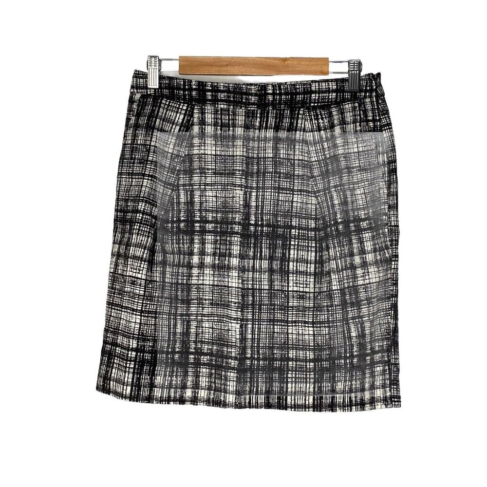 Ann Taylor Loft Women’s Pencil Skirt black white zip short skirt Size 4